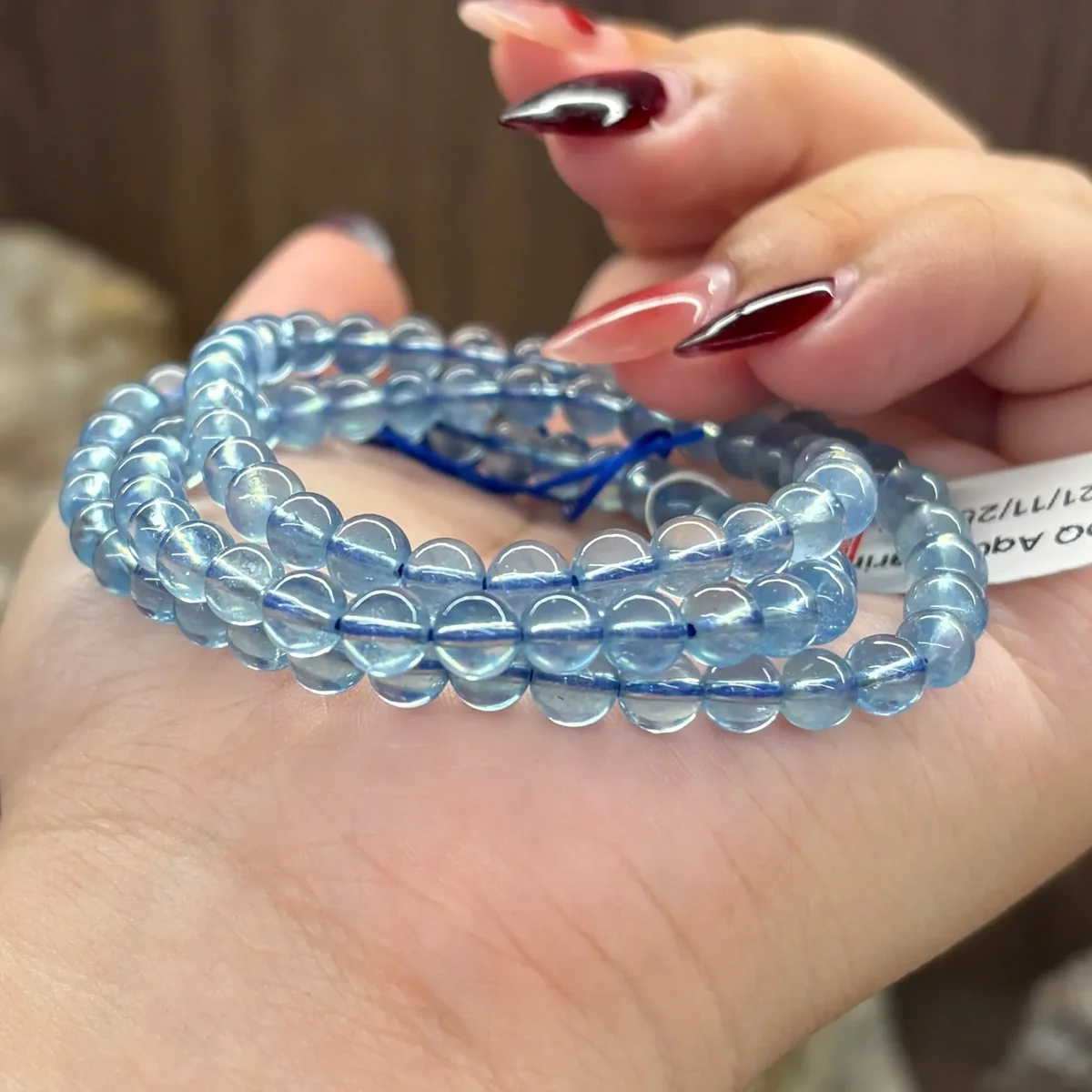 Chuỗi Quấn Tay Đá Aquamarine 5.5mm - 6mm Chuỗi quấn tay Aquamarine