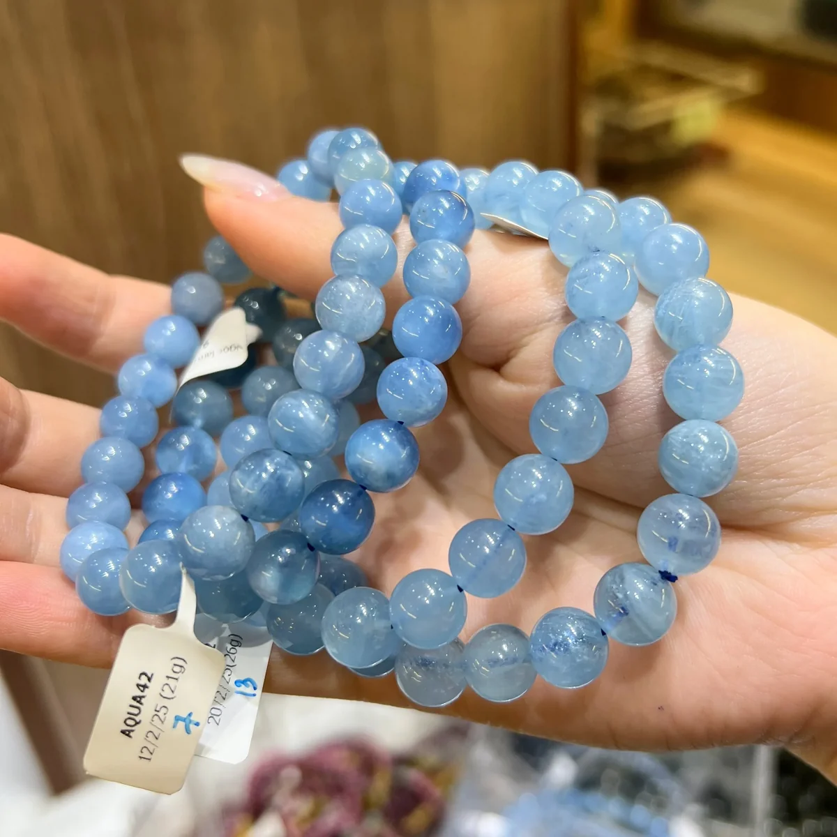 Chuỗi Đeo Tay Đá Aquamarine Chuỗi Đeo Tay Đá Aquamarine