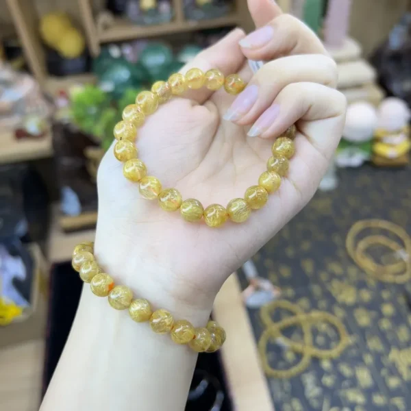Chuỗi Vòng Đá Thạch Anh Tóc Vàng Cao Cấp