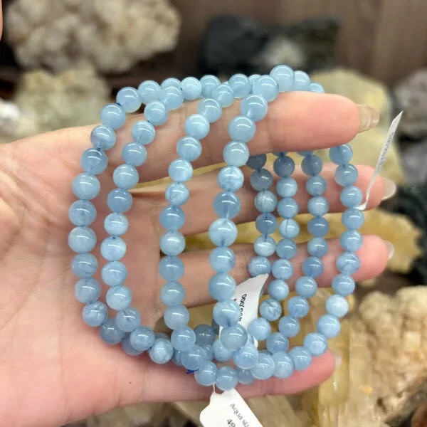 Chuỗi Đeo Tay Đá Aquamarine Chuỗi Đeo Tay Đá Aquamarine
