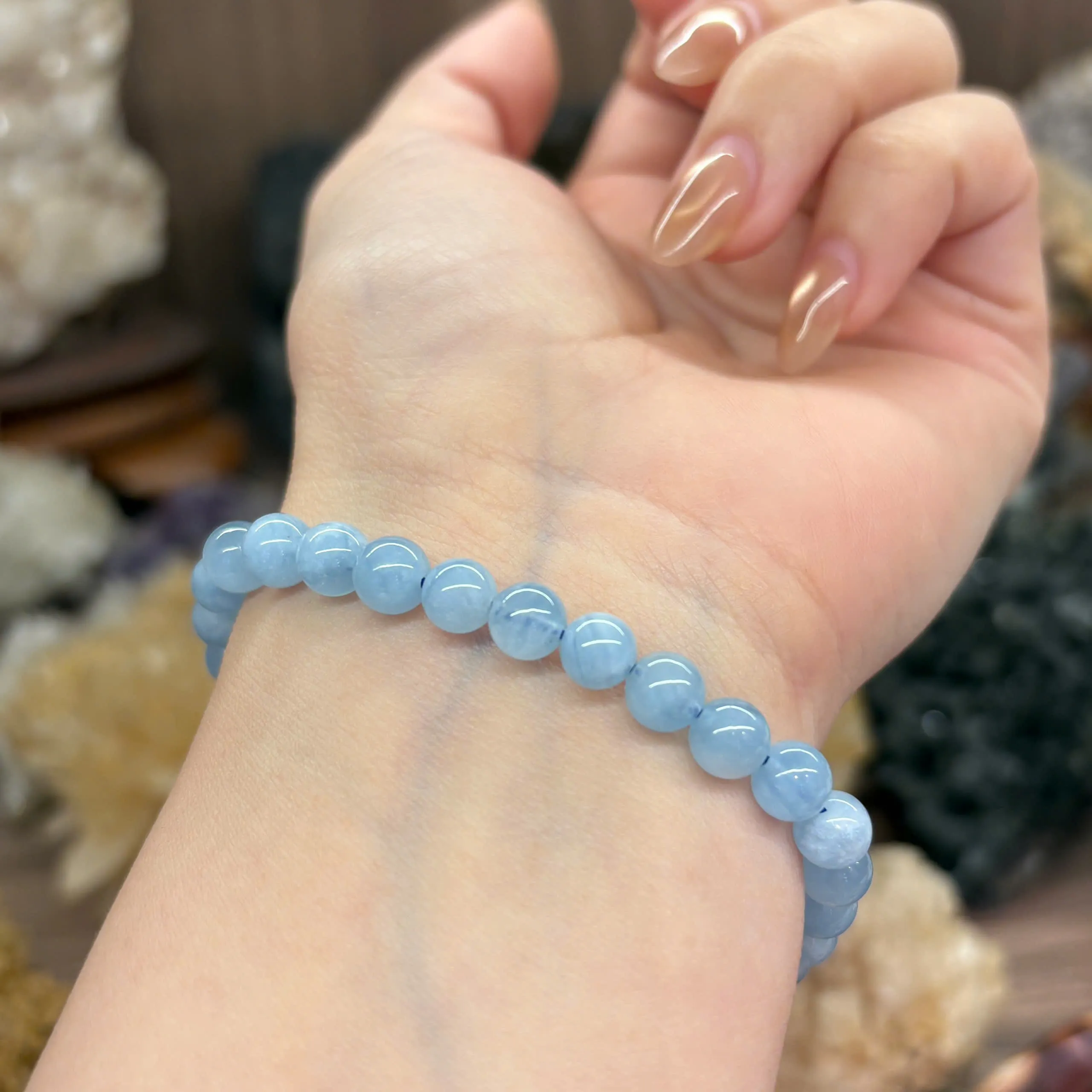 Chuỗi Đeo Tay Đá Aquamarine Chuỗi Đeo Tay Đá Aquamarine