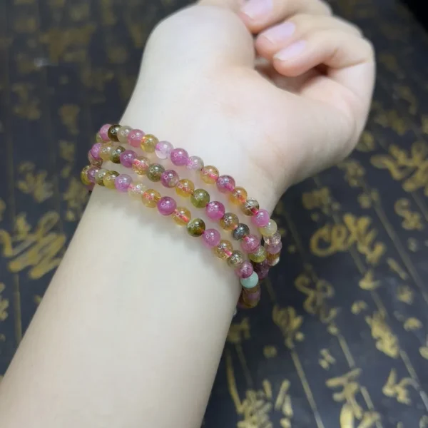 Vòng Dây Quấn Đá Tourmaline Đa Sắc 5li