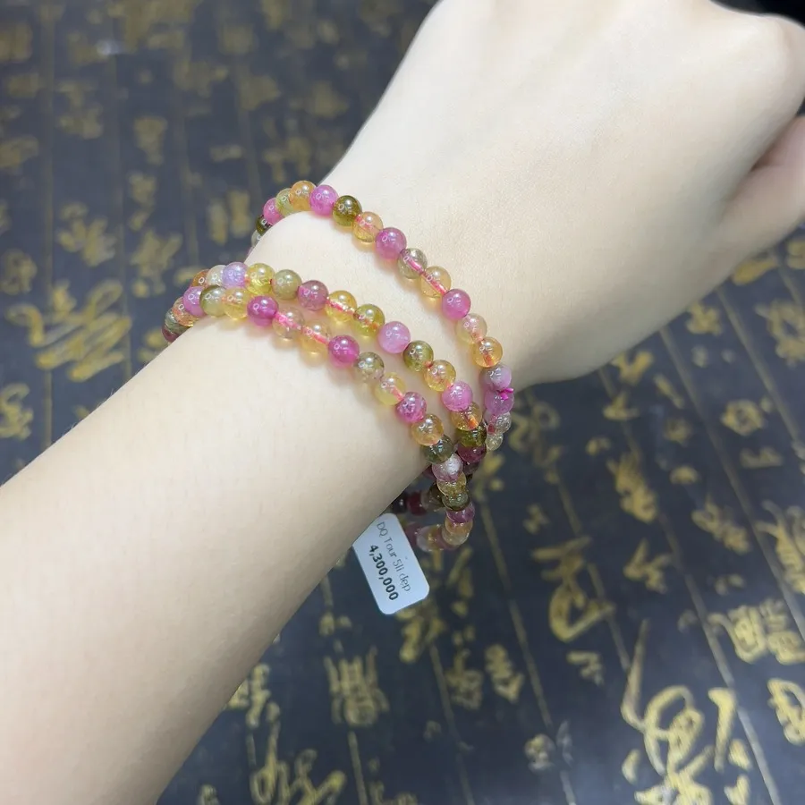 Vòng Dây Quấn Đá Tourmaline Đa Sắc 4-5li