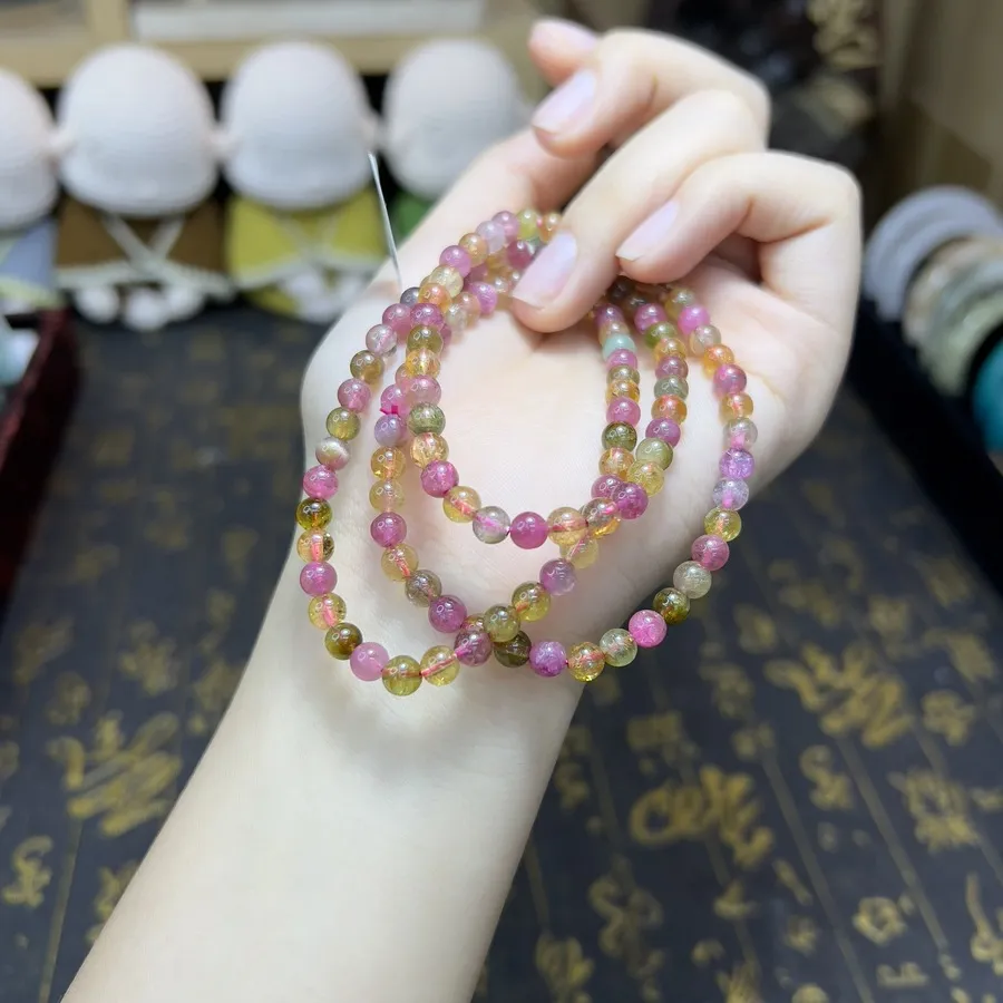 Vòng Dây Quấn Đá Tourmaline Đa Sắc 4-5li