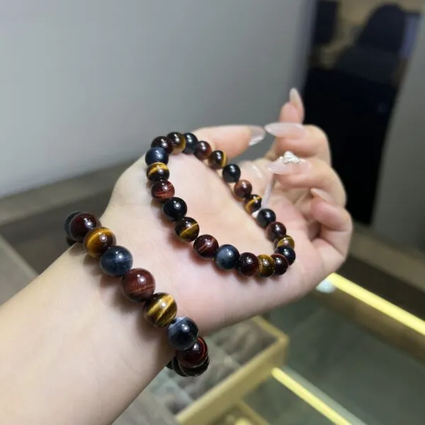 Chuỗi Vòng Đeo Tay Đá Mắt Hổ Tam Tài