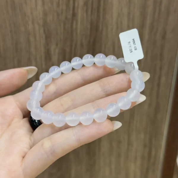 Chuỗi mã não trắng đeo tay Size hạt 6mm, 8mm và 10mm Chuỗi mã não trắng đeo tay Size hạt 6mm, 8mm và 10mm