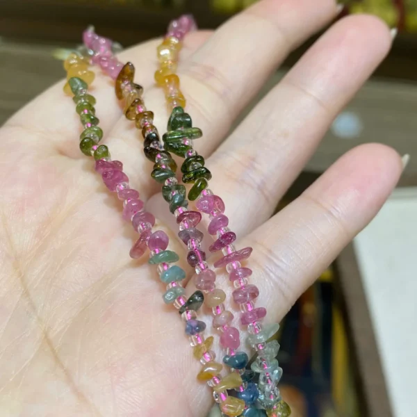 Lắc bạc phối tourmaline vụn