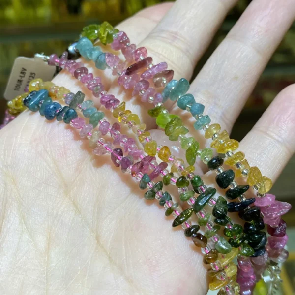 Lắc bạc phối tourmaline vụn