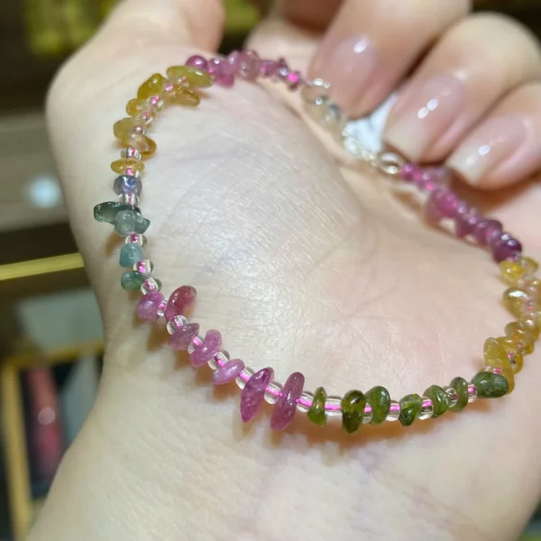 Lắc bạc phối tourmaline vụn