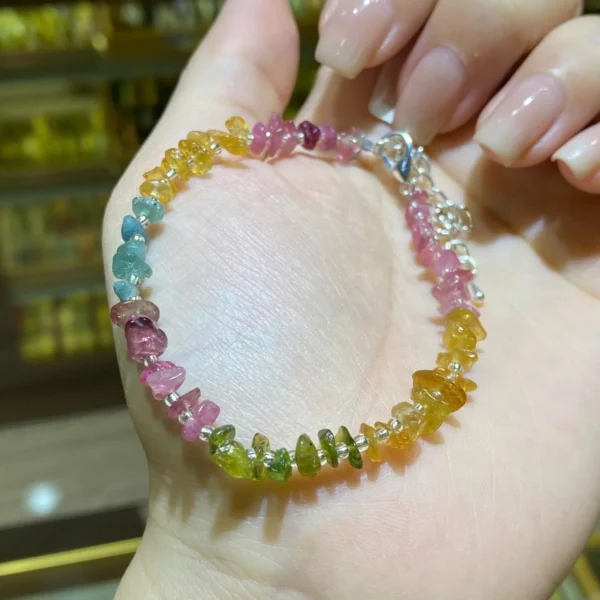 Lắc bạc phối tourmaline vụn