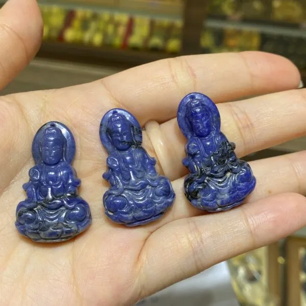 Mặt Di Lặc Lớn và mặt Quan Âm Đá Lapis Cao 30mm