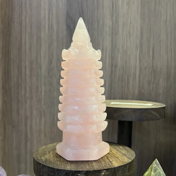 Tháp Văn Xương Thạch Anh Hồng cao 11cm