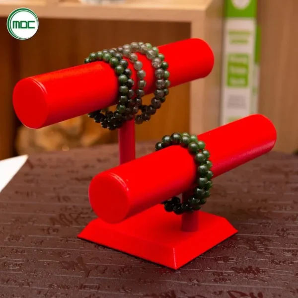 Trụ chữ T da 2 tầng trưng bày vòng tay trưng bày trang sức nhiều màu (Đen, Đỏ, Trắng) cao 18cm ngang 24,5cm