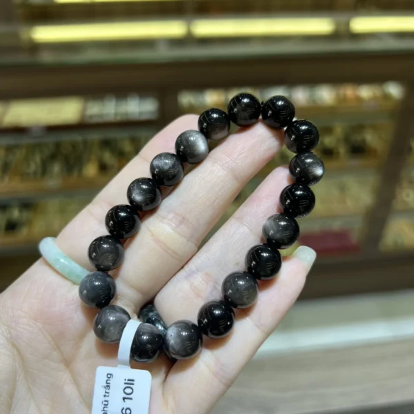 Chuỗi Obsidian nhũ trắng đa dạng size hạt Chuỗi Obsidian nhũ trắng đa dạng size hạt - Ảnh 9