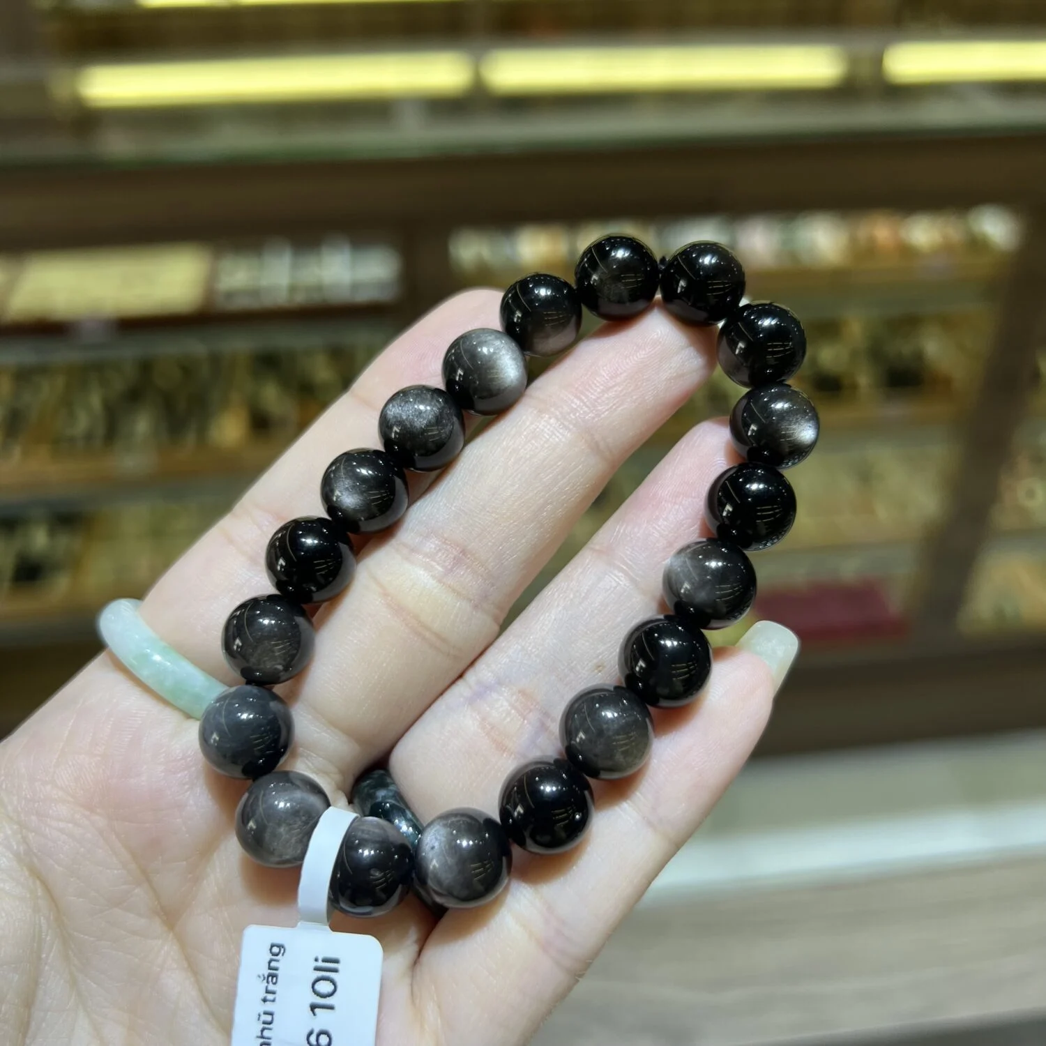 Chuỗi Obsidian nhũ trắng đa dạng size hạt Chuỗi Obsidian nhũ trắng đa dạng size hạt - Ảnh 9