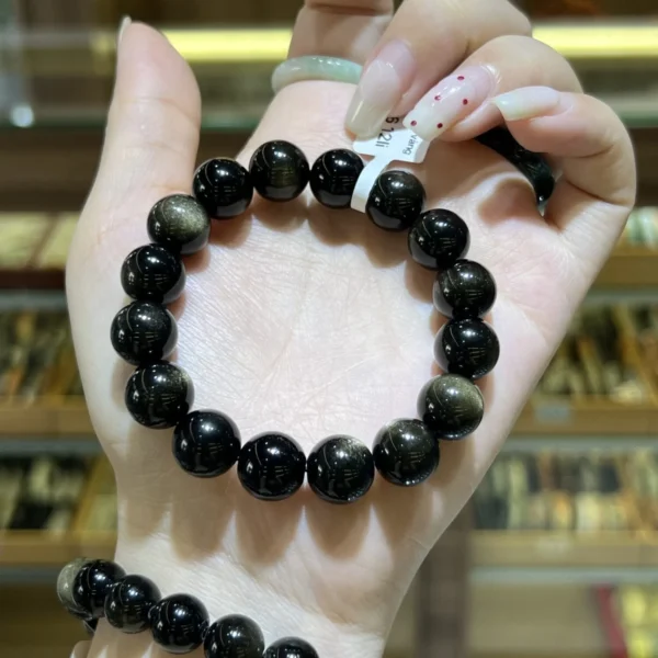 Chuỗi Obsidian nhũ vàng đa dạng size hạt